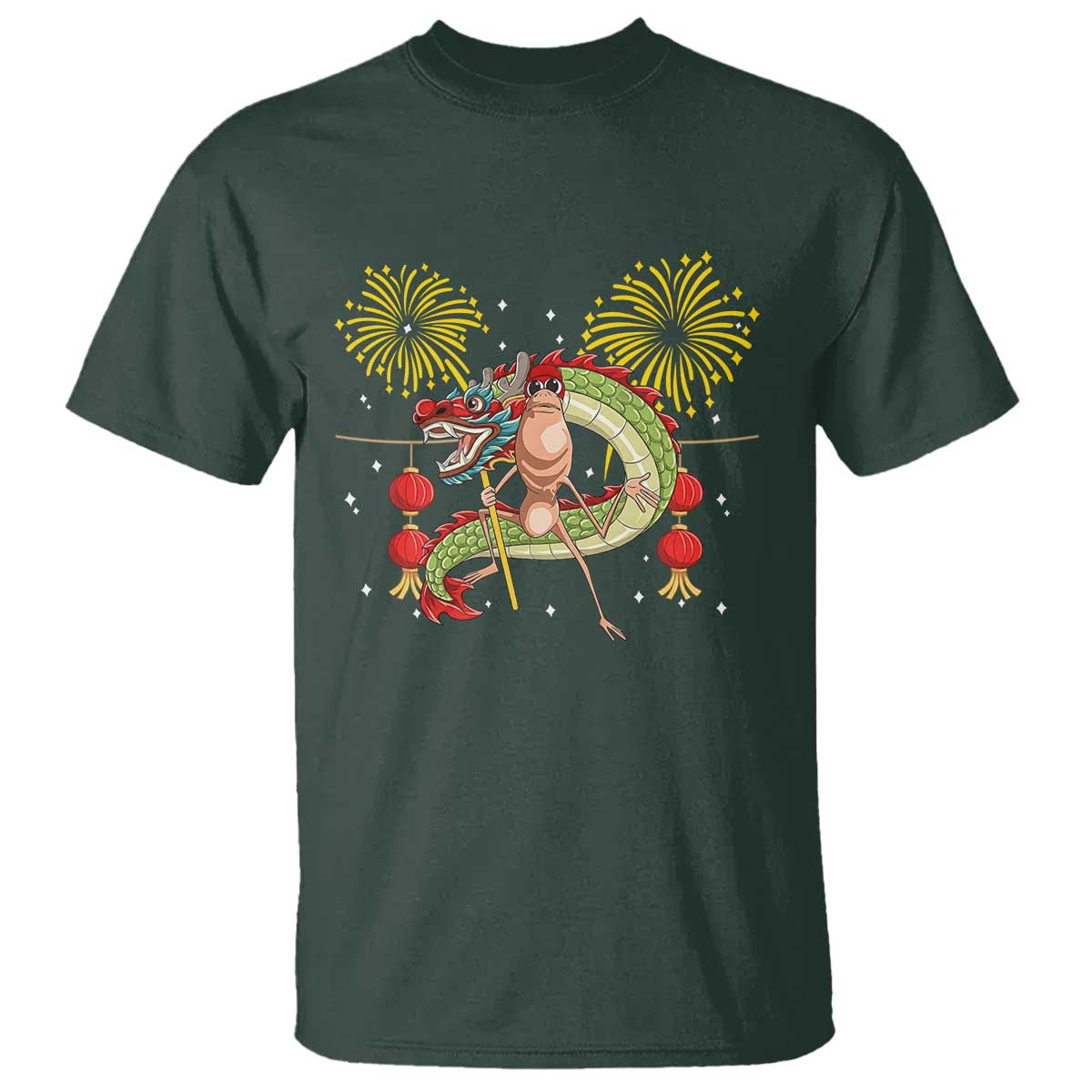 Funny Marcus The Worm Meme T Shirt Viral Lunar New Year TS12 Dark Forest Green Print Your Wear