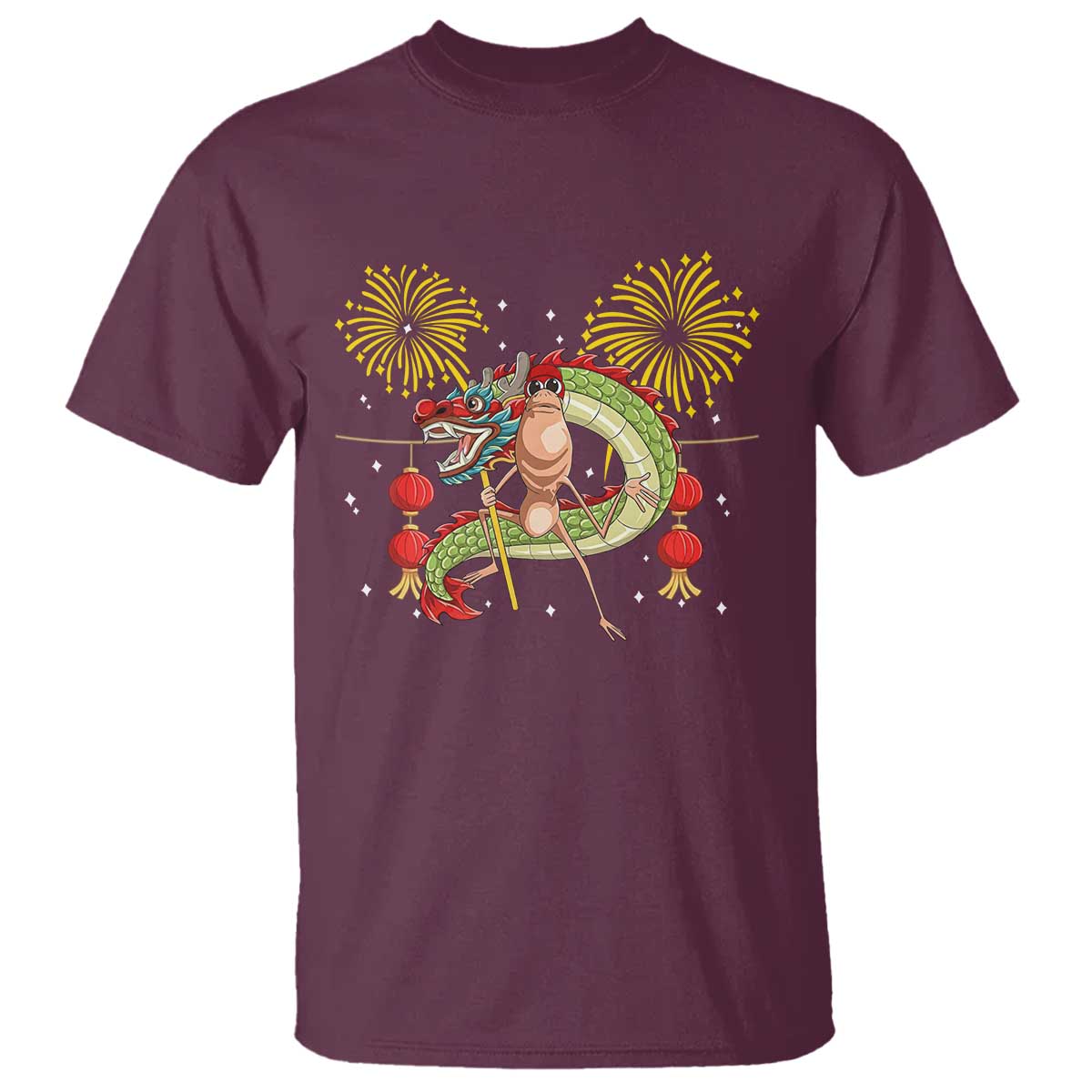 Funny Marcus The Worm Meme T Shirt Viral Lunar New Year TS12 Maroon Print Your Wear