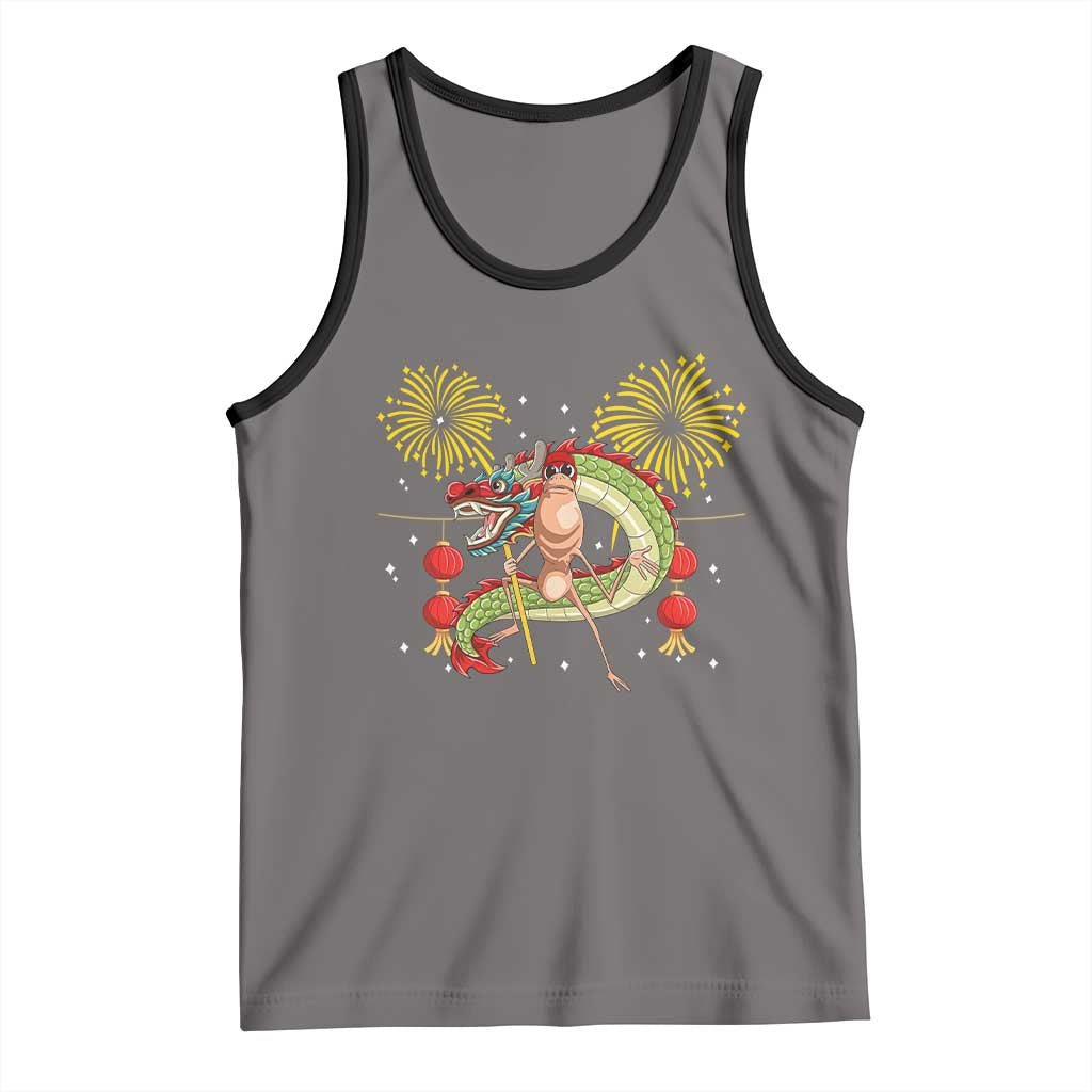 Funny Marcus The Worm Meme Tank Top Viral Lunar New Year TS12 Deep Heather Black Print Your Wear