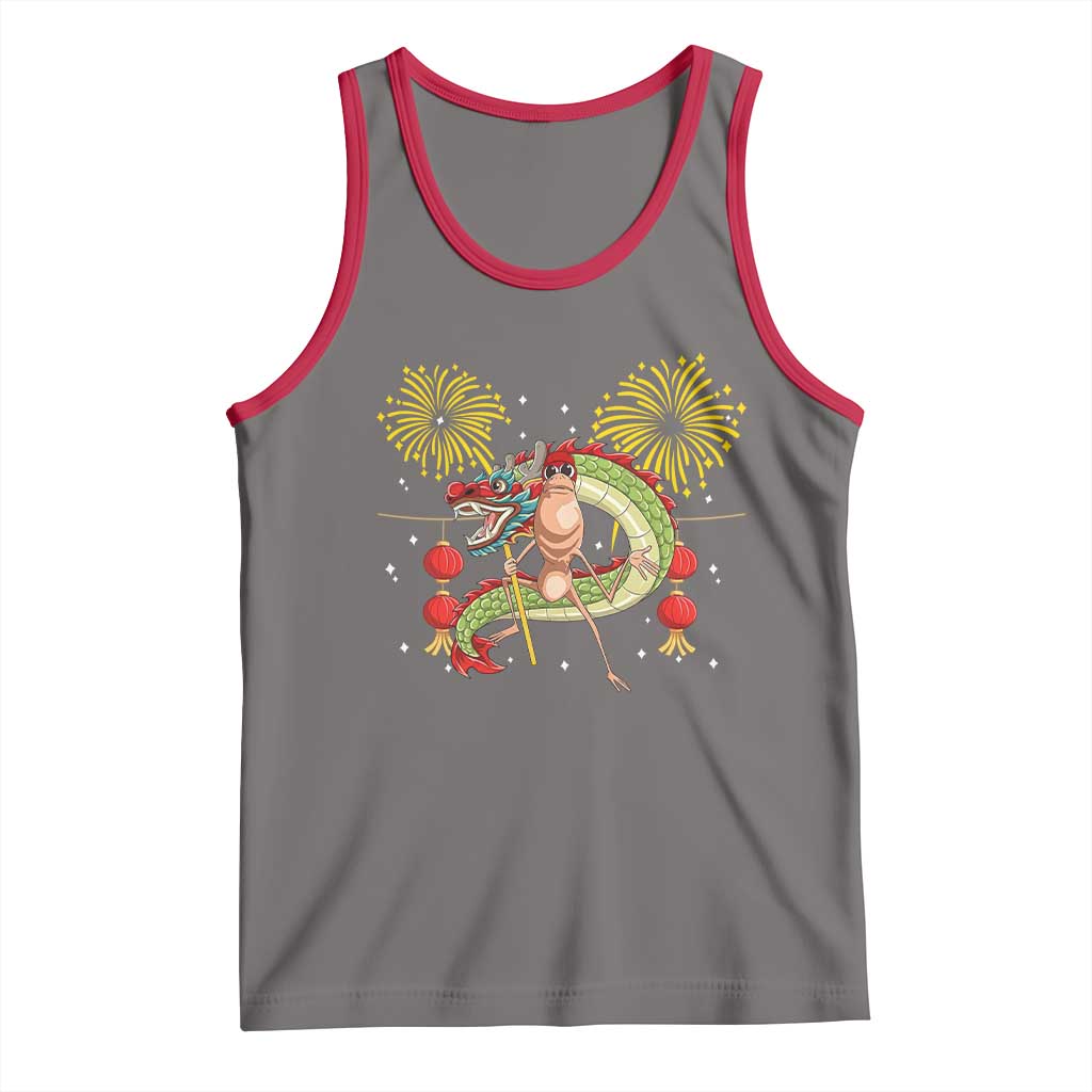 Funny Marcus The Worm Meme Tank Top Viral Lunar New Year TS12 Deep Heather Red Print Your Wear