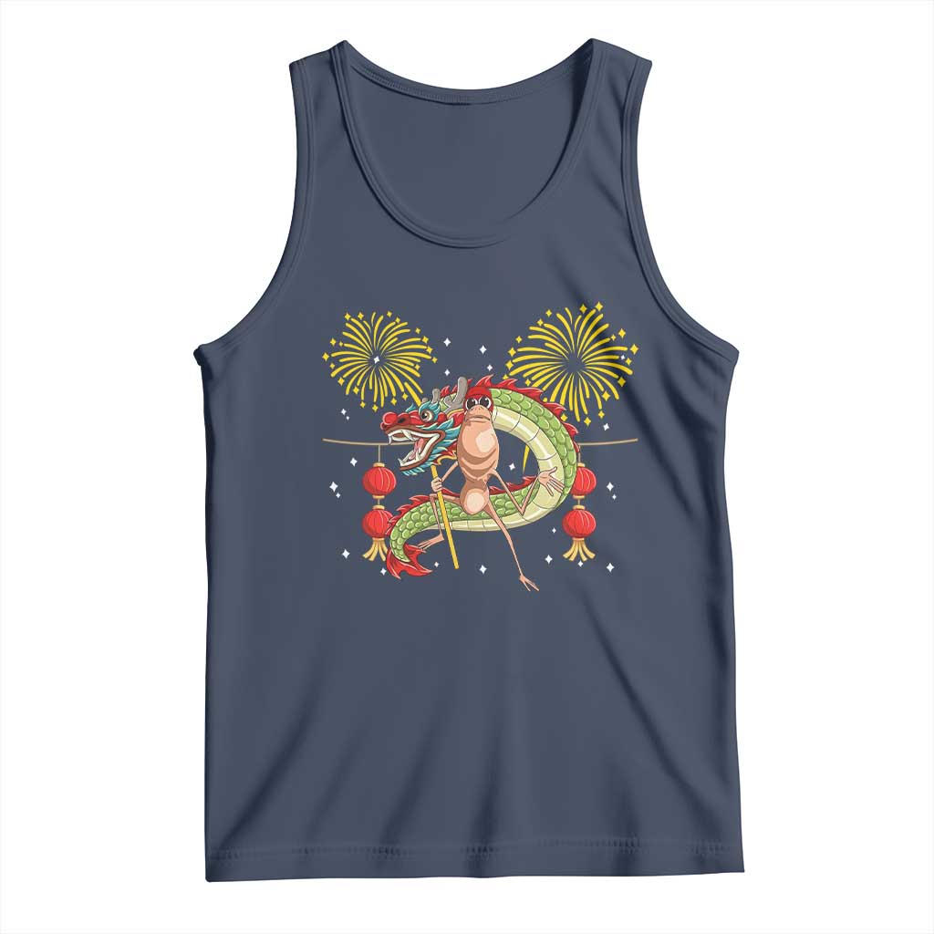 Funny Marcus The Worm Meme Tank Top Viral Lunar New Year TS12 Navy Print Your Wear
