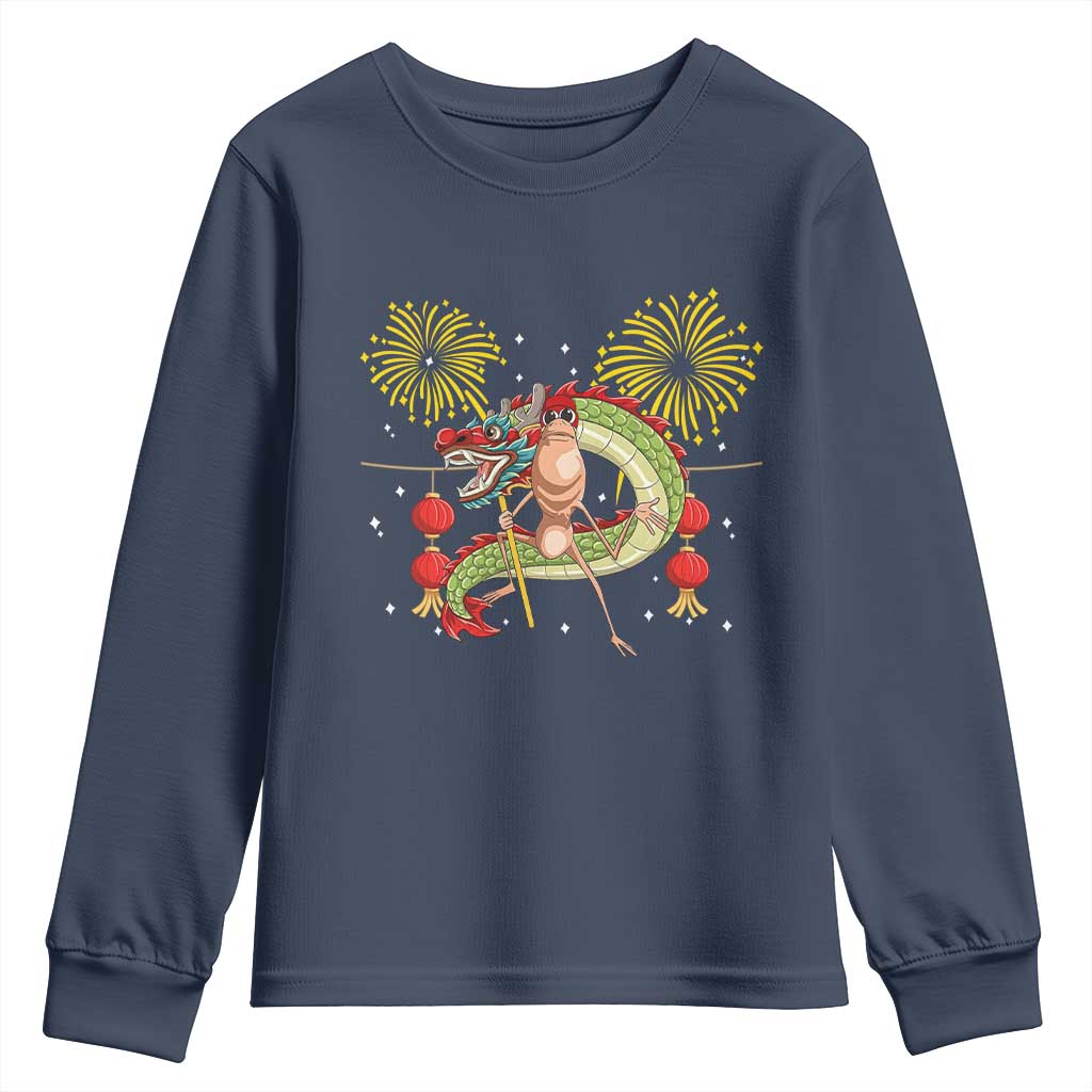 Funny Marcus The Worm Meme Youth Sweatshirt Viral Lunar New Year TS12 Navy Print Your Wear