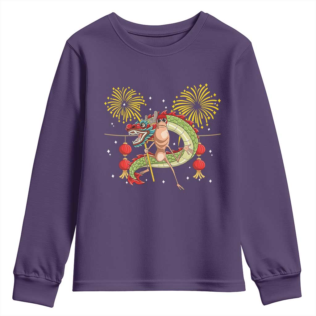 Funny Marcus The Worm Meme Youth Sweatshirt Viral Lunar New Year TS12 Purple Print Your Wear