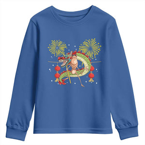 Funny Marcus The Worm Meme Youth Sweatshirt Viral Lunar New Year TS12 Royal Blue Print Your Wear