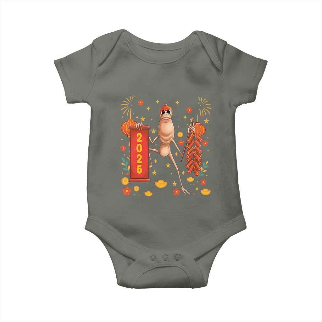 Marcus The Worm Lunar New Year Meme Baby Onesie Trendy Gag Gift TS12 Military Green Print Your Wear