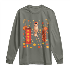 Marcus The Worm Lunar New Year Meme Long Sleeve Shirt Trendy Gag Gift TS12 Military Green Print Your Wear