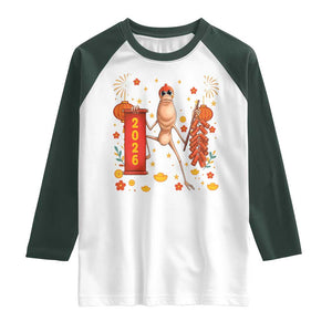 Marcus The Worm Lunar New Year Meme Raglan Shirt Trendy Gag Gift TS12 White Dark Forest Green Print Your Wear