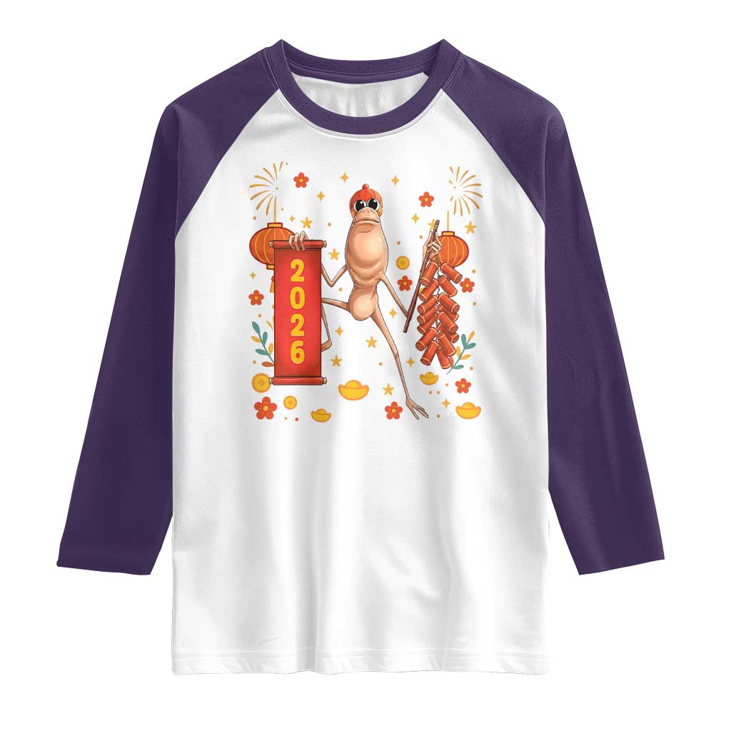 Marcus The Worm Lunar New Year Meme Raglan Shirt Trendy Gag Gift TS12 White Purple Print Your Wear