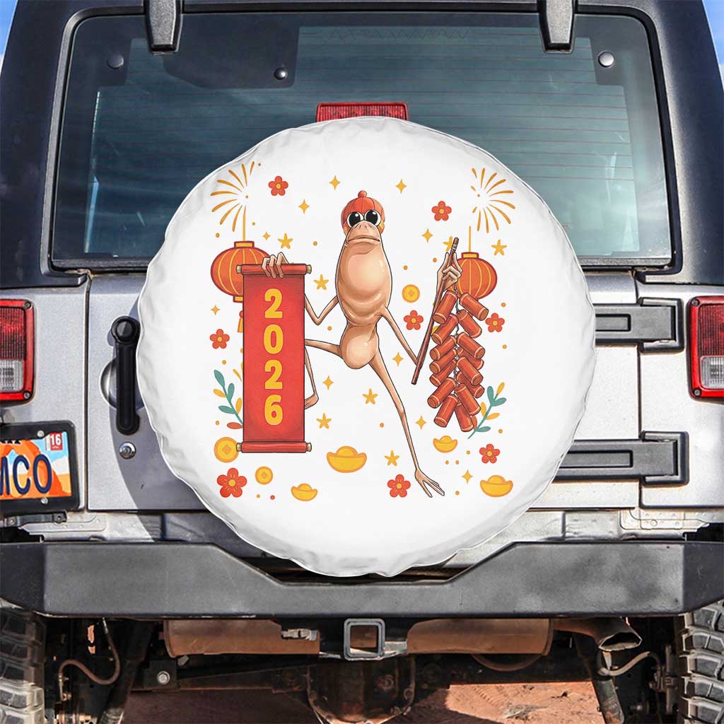 Marcus The Worm Lunar New Year Meme Spare Tire Cover Trendy Gag Gift TS12 No hole White Print Your Wear