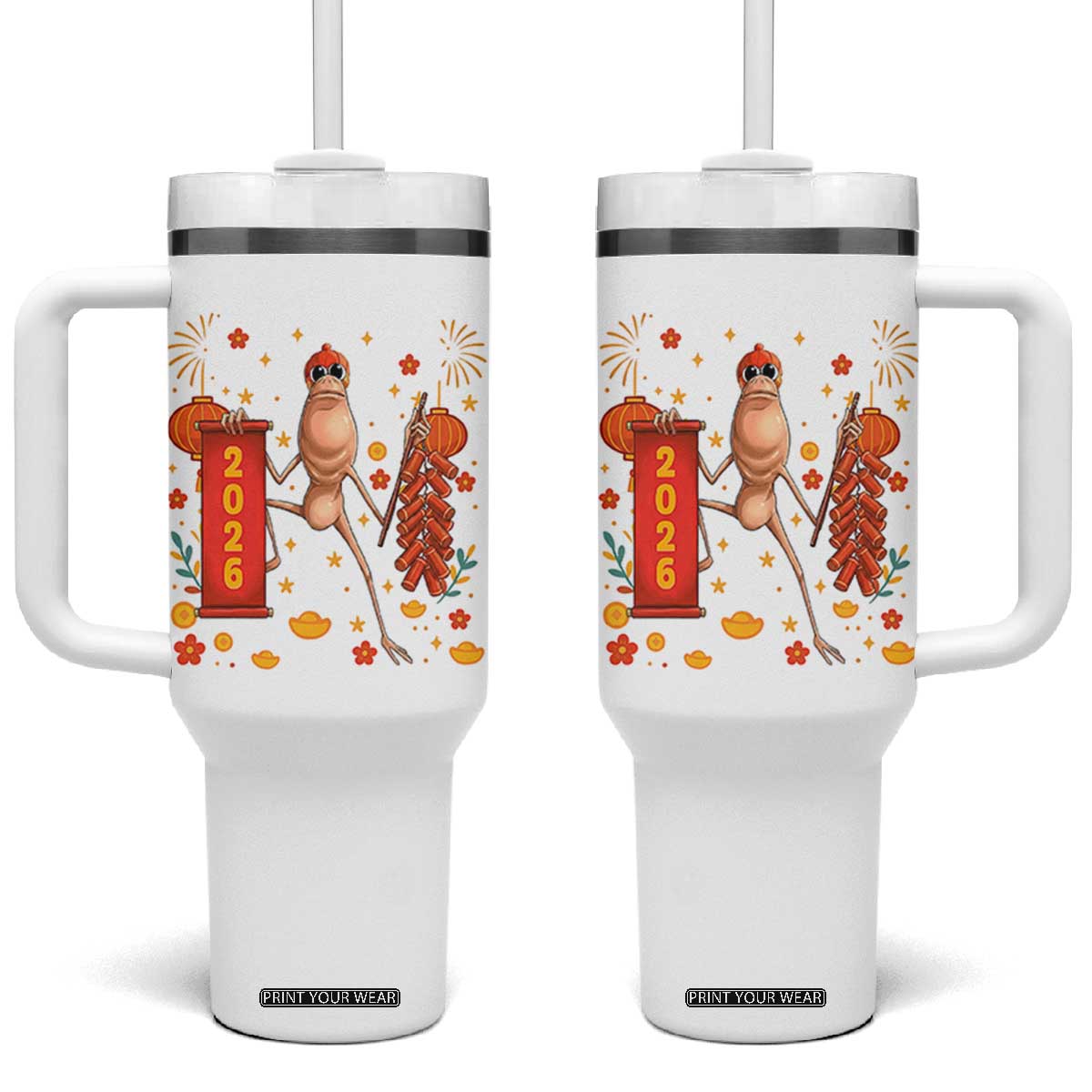 Marcus The Worm Lunar New Year Meme Tumbler With Handle Trendy Gag Gift TS12 One Size: 40 oz White Print Your Wear