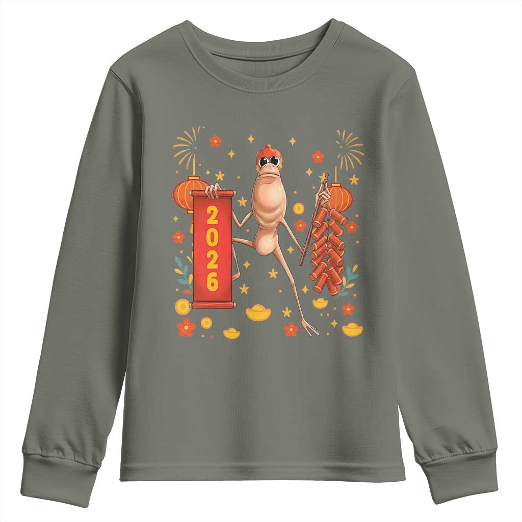 Marcus The Worm Lunar New Year Meme Youth Sweatshirt Trendy Gag Gift TS12 Military Green Print Your Wear