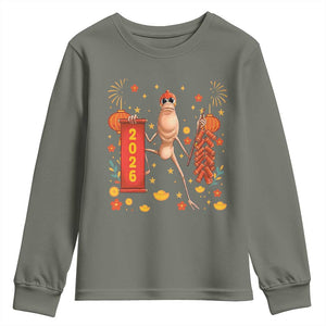 Marcus The Worm Lunar New Year Meme Youth Sweatshirt Trendy Gag Gift TS12 Military Green Print Your Wear