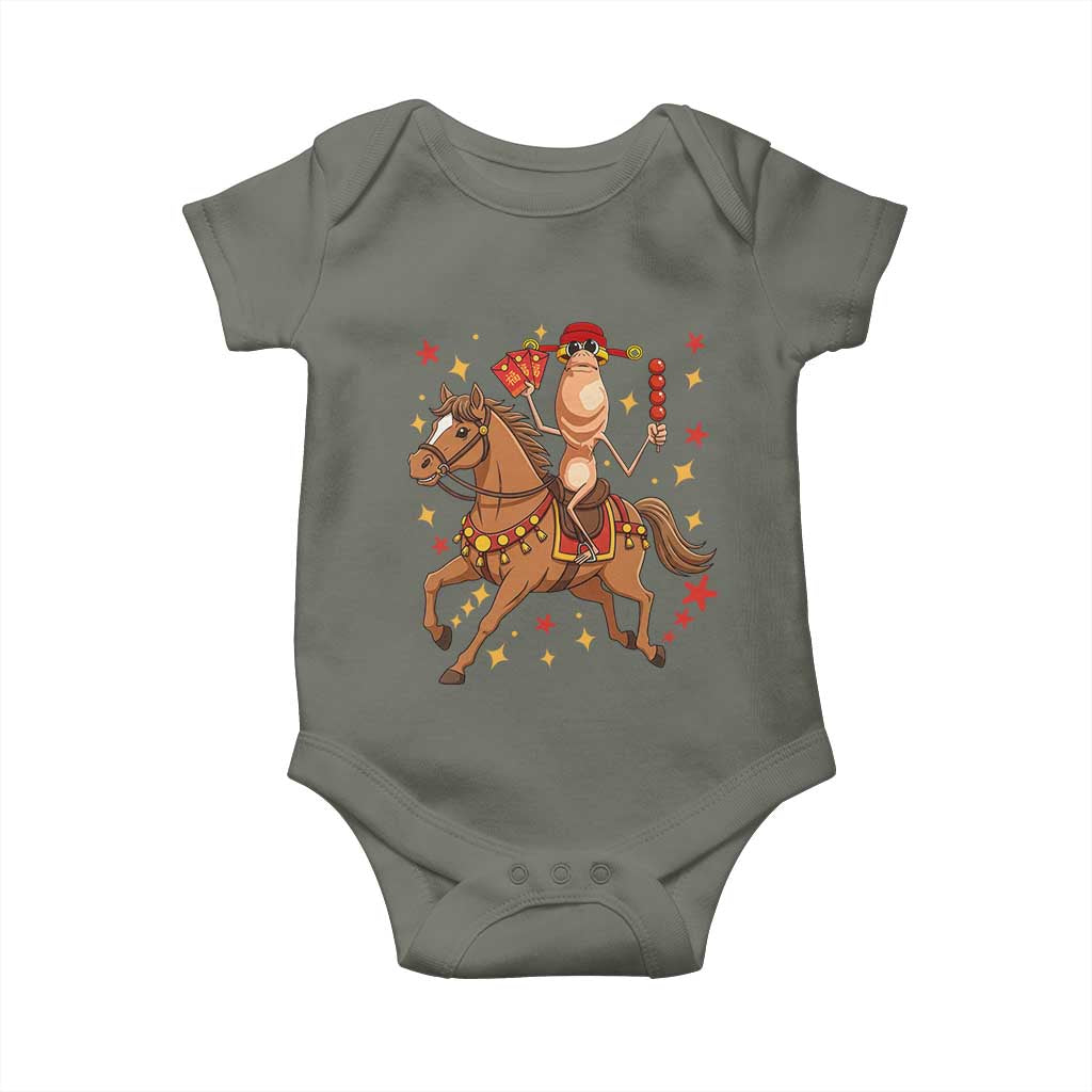Funny Marcus The Worm Lunar New Year Baby Onesie Viral Meme TS12 Military Green Print Your Wear