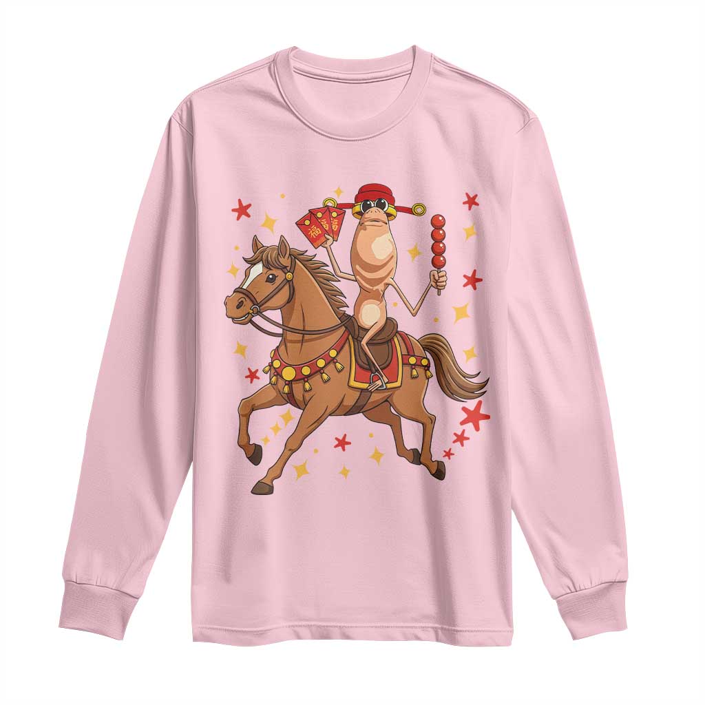 Funny Marcus The Worm Lunar New Year Long Sleeve Shirt Viral Meme TS12 Light Pink Print Your Wear