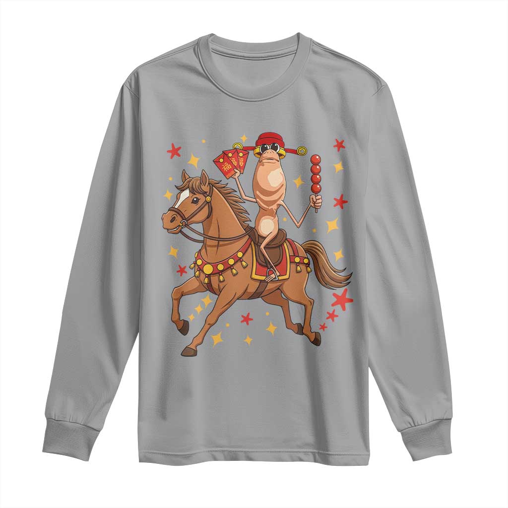 Funny Marcus The Worm Lunar New Year Long Sleeve Shirt Viral Meme TS12 Sport Gray Print Your Wear