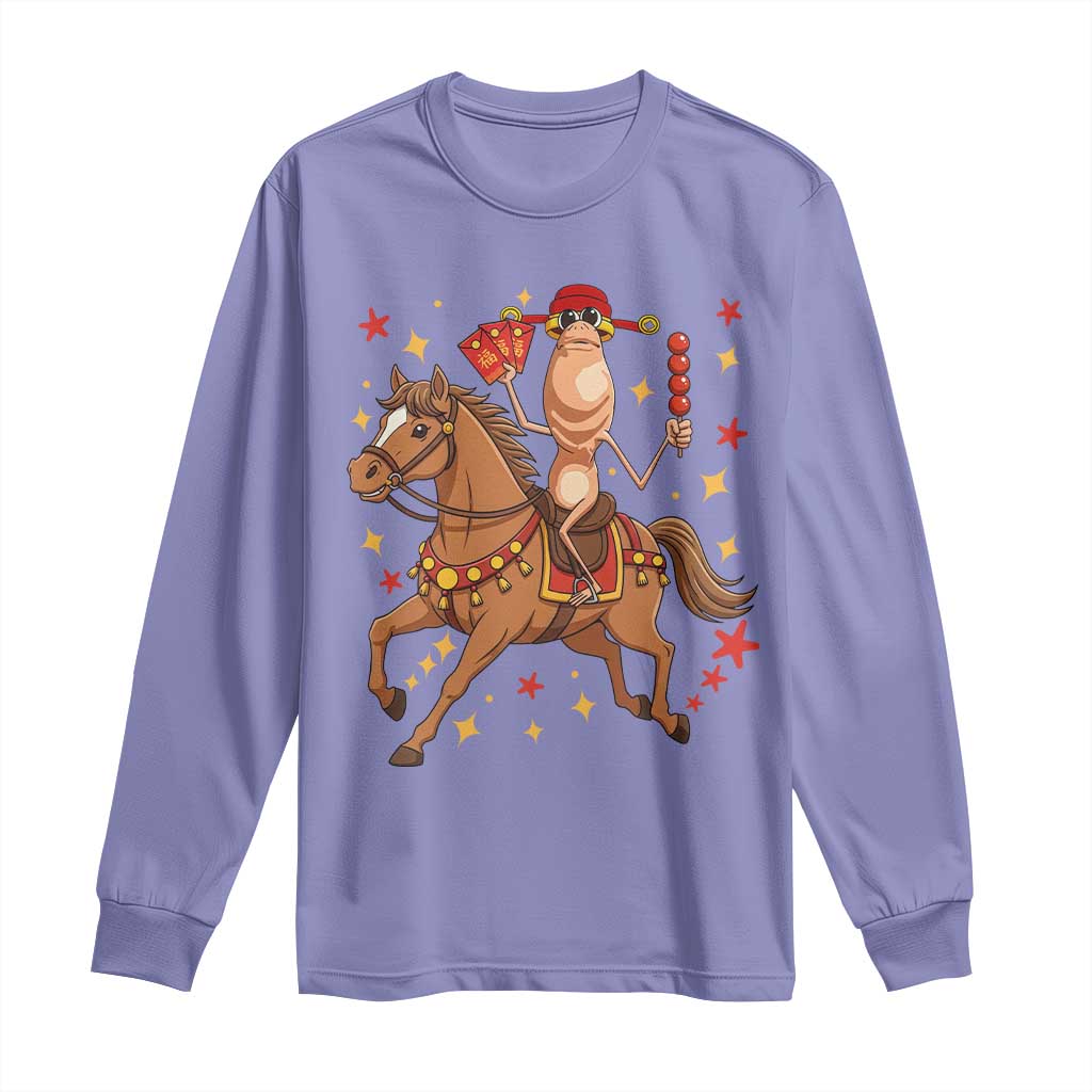 Funny Marcus The Worm Lunar New Year Long Sleeve Shirt Viral Meme TS12 Violet Print Your Wear
