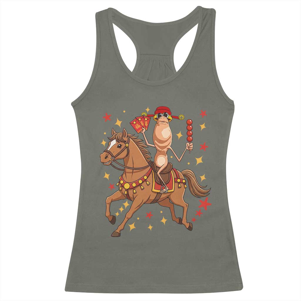 Funny Marcus The Worm Lunar New Year Racerback Tank Top Viral Meme TS12 Military Green Print Your Wear