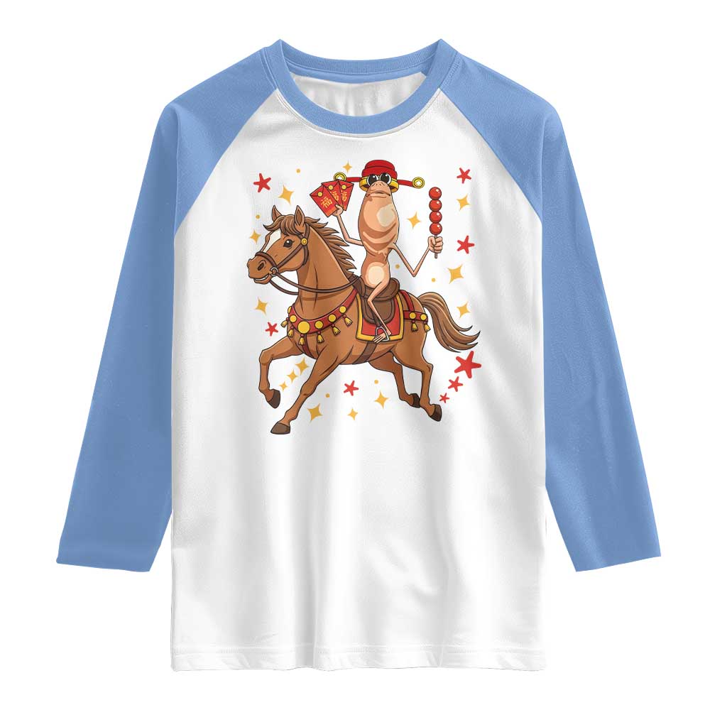 Funny Marcus The Worm Lunar New Year Raglan Shirt Viral Meme TS12 White Carolina Blue Print Your Wear
