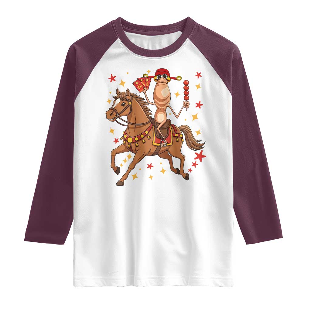 Funny Marcus The Worm Lunar New Year Raglan Shirt Viral Meme TS12 White Maroon Print Your Wear