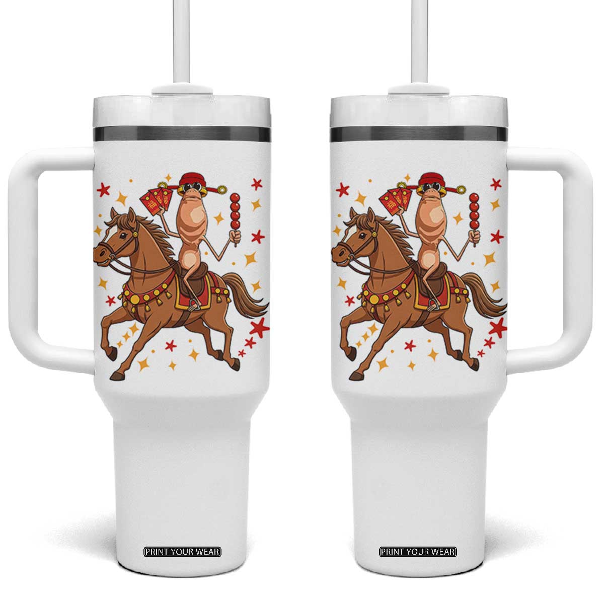 Funny Marcus The Worm Lunar New Year Tumbler With Handle Viral Meme TS12 One Size: 40 oz White Print Your Wear