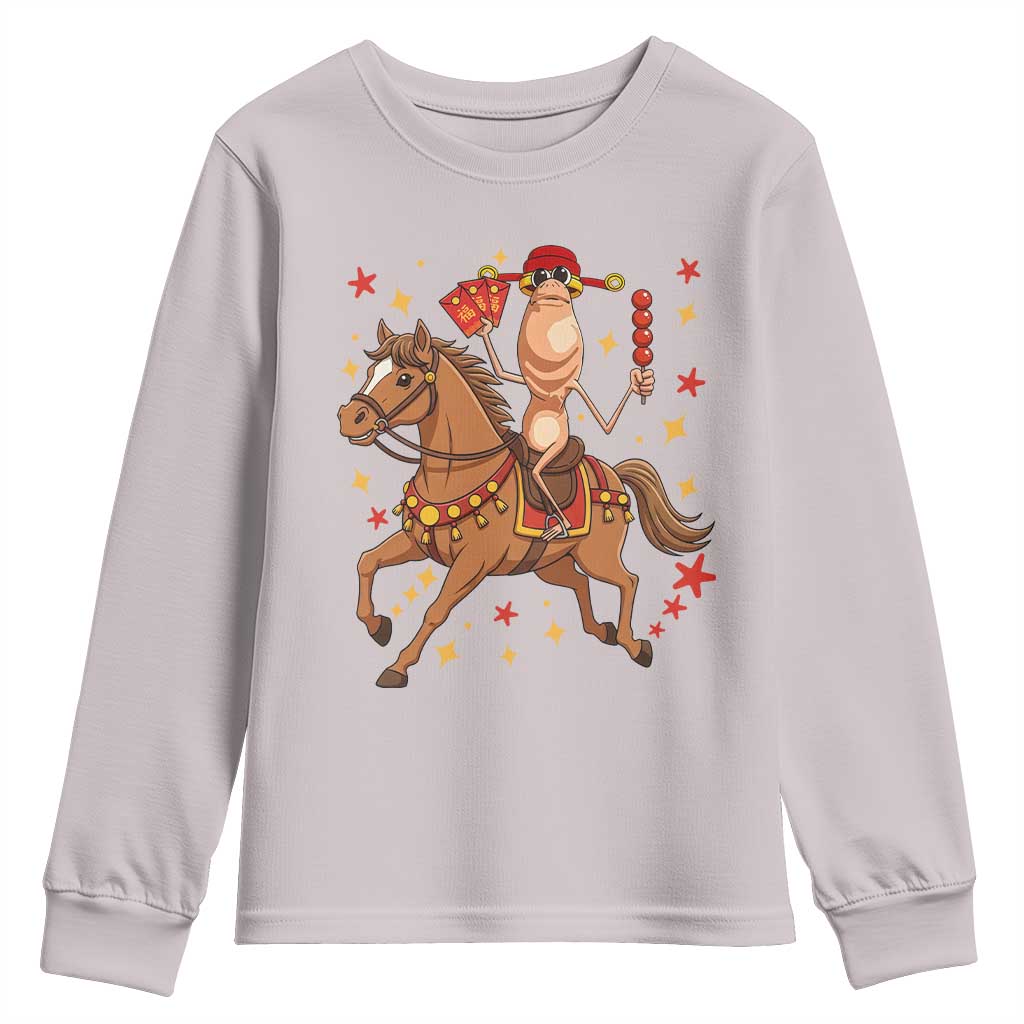 Funny Marcus The Worm Lunar New Year Youth Sweatshirt Viral Meme TS12 Ice Gray Print Your Wear