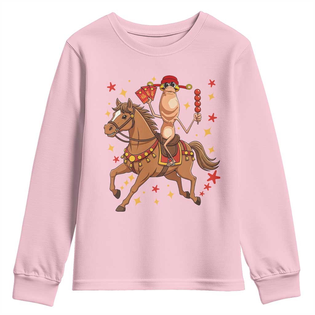Funny Marcus The Worm Lunar New Year Youth Sweatshirt Viral Meme TS12 Light Pink Print Your Wear