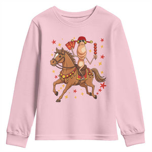 Funny Marcus The Worm Lunar New Year Youth Sweatshirt Viral Meme TS12 Light Pink Print Your Wear