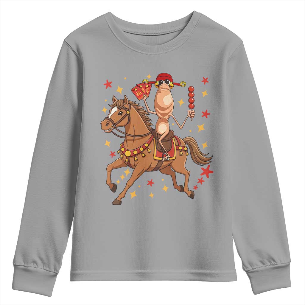 Funny Marcus The Worm Lunar New Year Youth Sweatshirt Viral Meme TS12 Sport Gray Print Your Wear