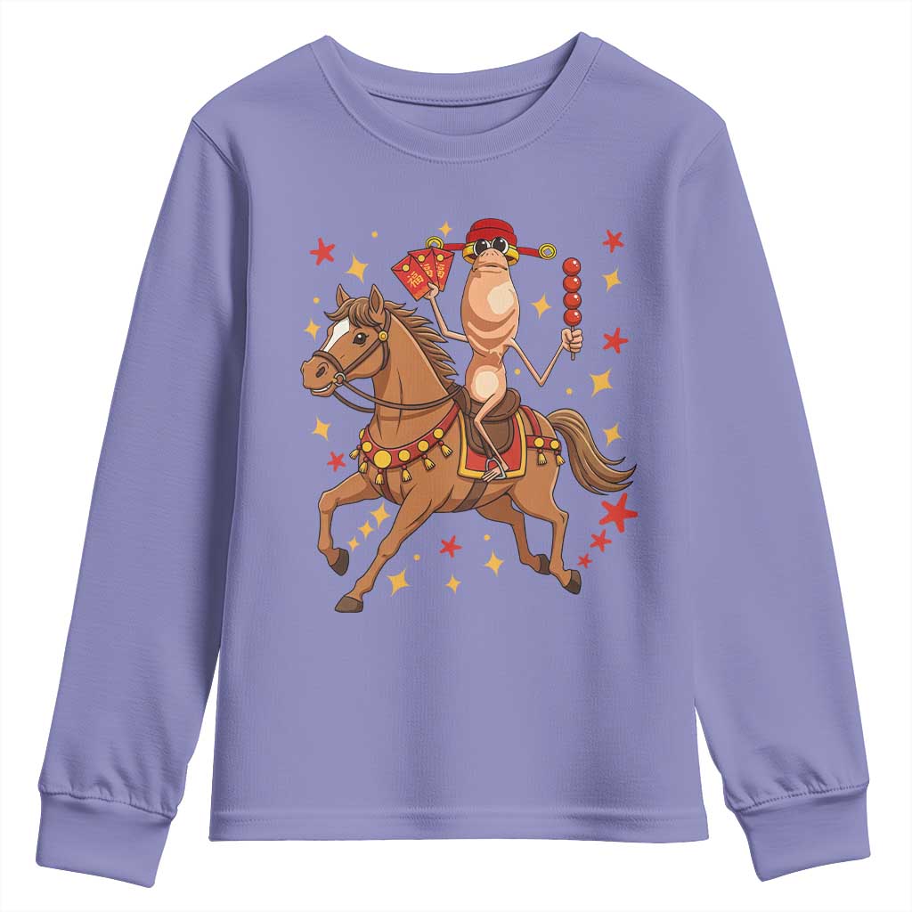 Funny Marcus The Worm Lunar New Year Youth Sweatshirt Viral Meme TS12 Violet Print Your Wear