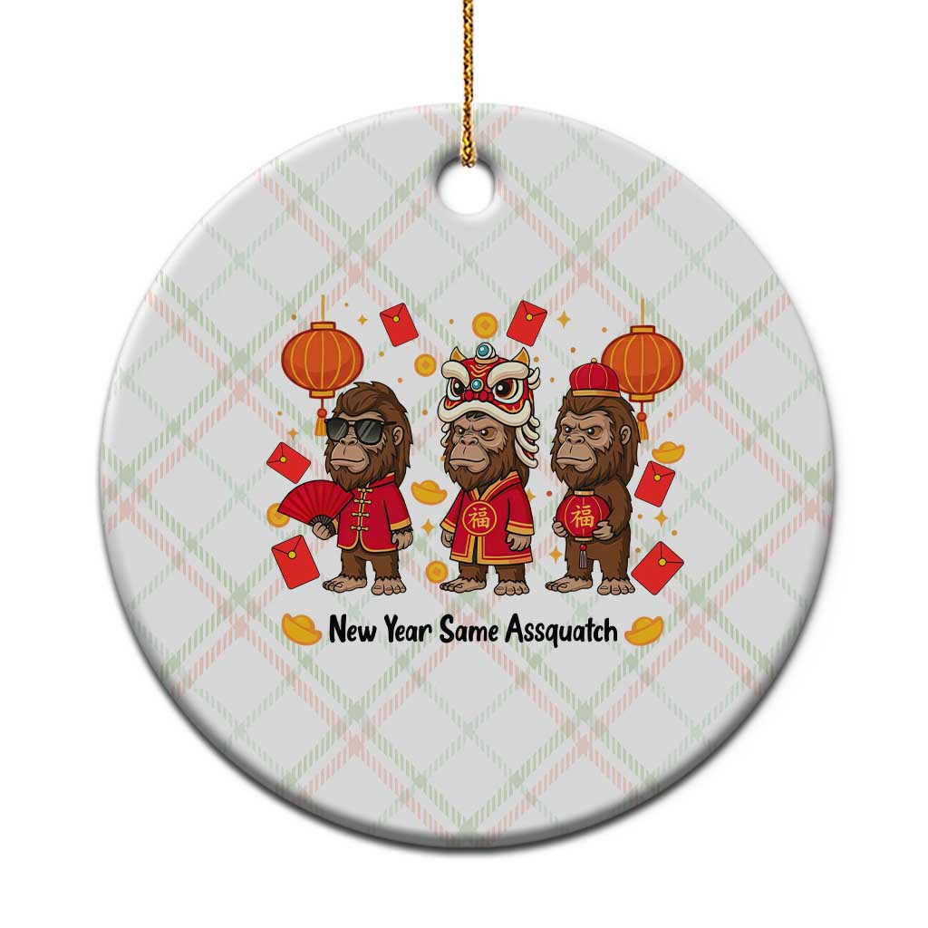 Funny New Year Same Assquatch Ceramic Ornament Bigfoot Lover TS12 1pc Christmas Plaid Print Your Wear