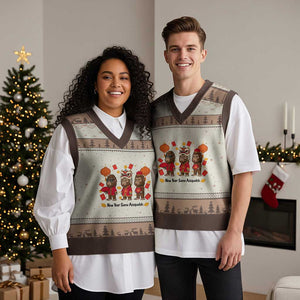 Funny New Year Same Assquatch V-Neck Knit Sweater Vest Bigfoot Lover TS12 Mocha Mousse Print Your Wear
