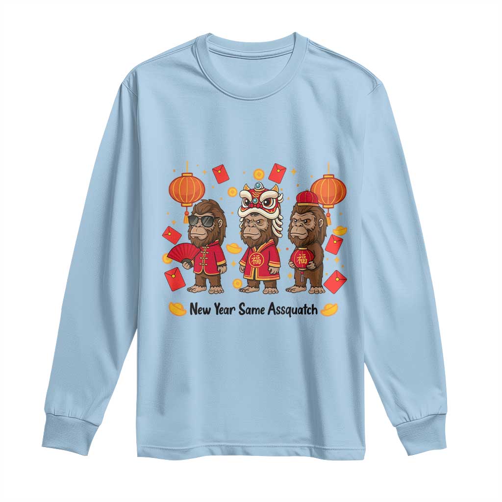 Funny New Year Same Assquatch Long Sleeve Shirt Bigfoot Lover TS12 Light Blue Print Your Wear