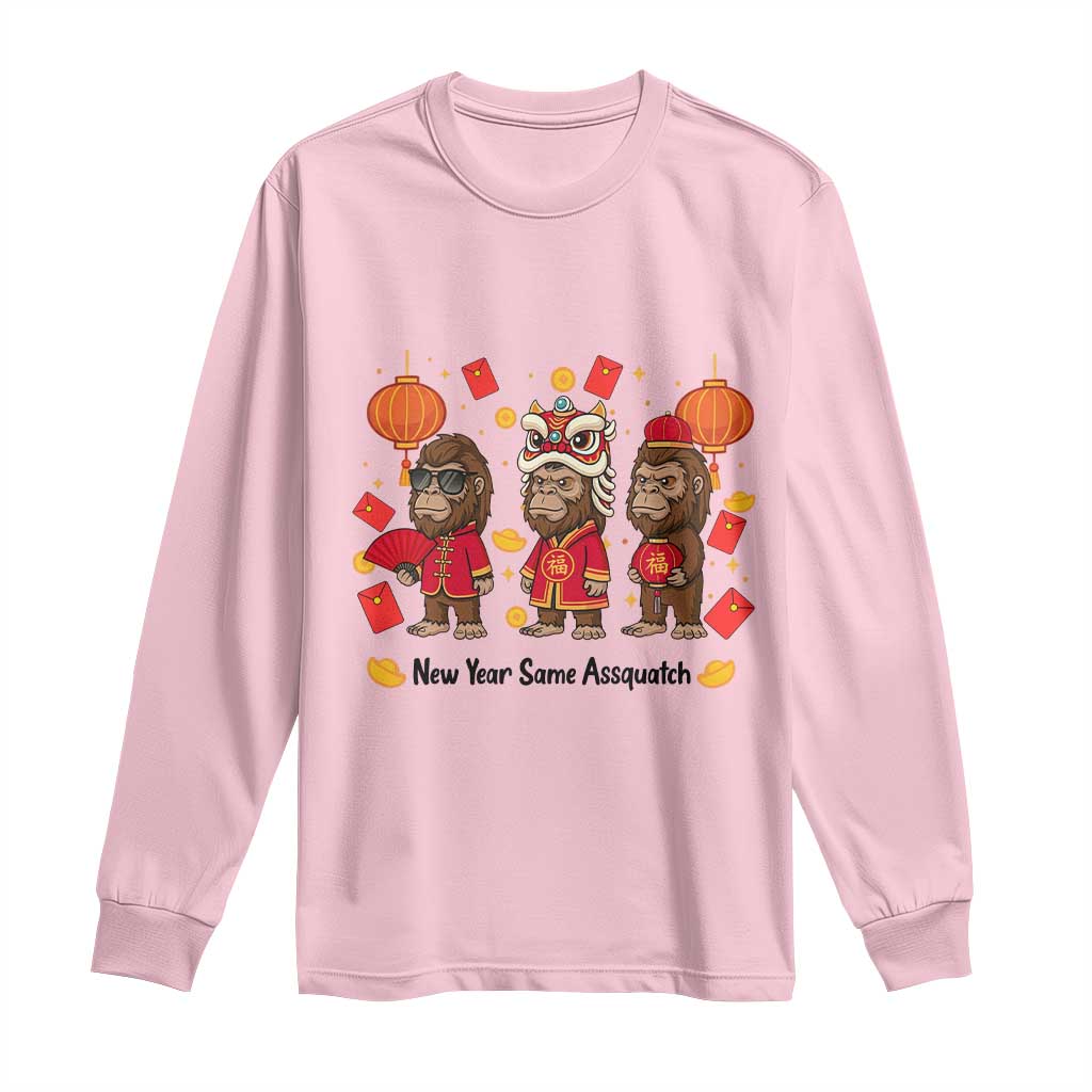 Funny New Year Same Assquatch Long Sleeve Shirt Bigfoot Lover TS12 Light Pink Print Your Wear