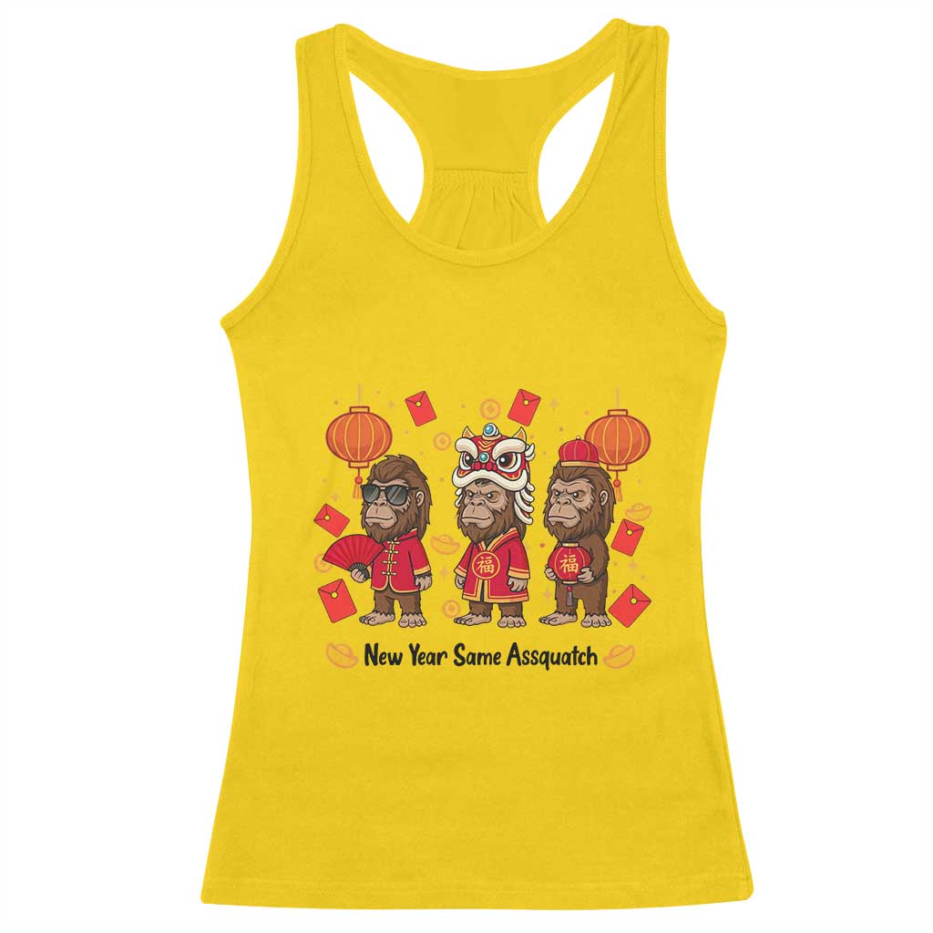 Funny New Year Same Assquatch Racerback Tank Top Bigfoot Lover TS12 Daisy Print Your Wear