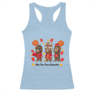 Funny New Year Same Assquatch Racerback Tank Top Bigfoot Lover TS12 Light Blue Print Your Wear