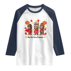 Funny New Year Same Assquatch Raglan Shirt Bigfoot Lover TS12 White Navy Print Your Wear