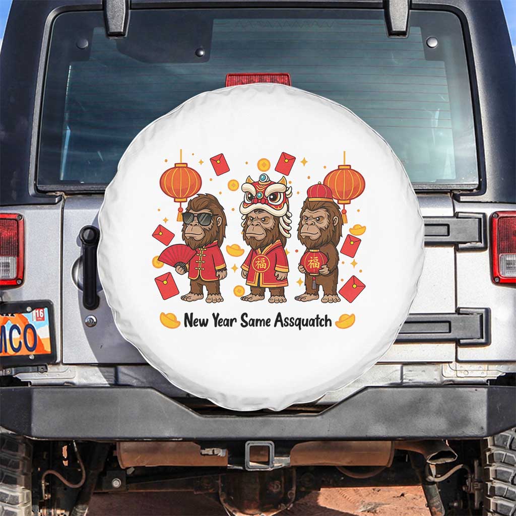 Funny New Year Same Assquatch Spare Tire Cover Bigfoot Lover TS12 No hole White Print Your Wear