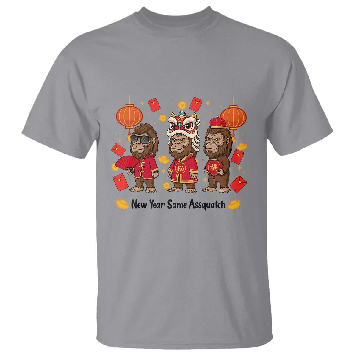 Funny New Year Same Assquatch T Shirt Bigfoot Lover TS12 Sport Gray Print Your Wear