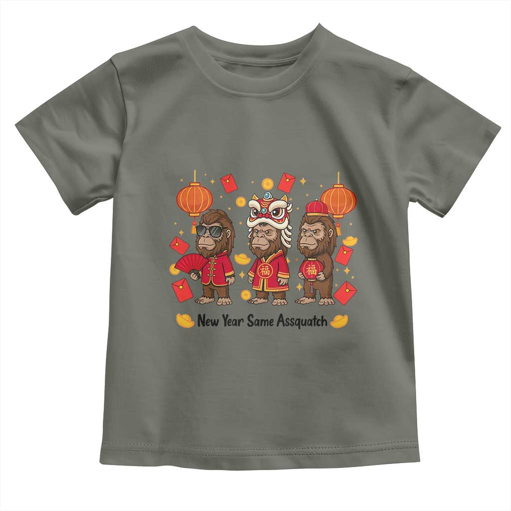 Funny New Year Same Assquatch Toddler T Shirt Bigfoot Lover TS12 Military Green Print Your Wear