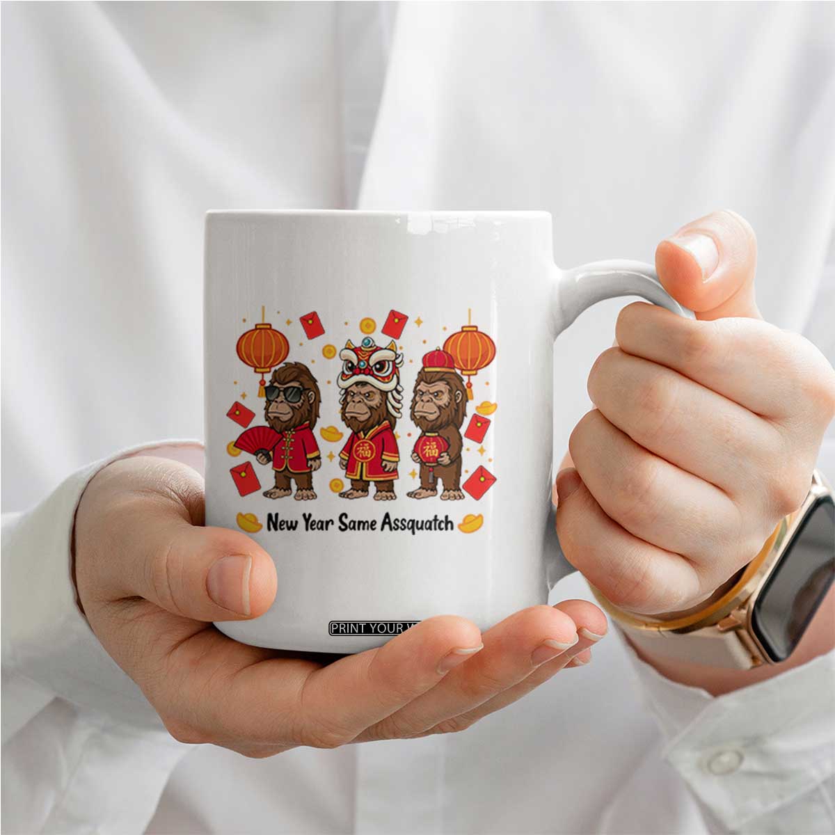 Funny New Year Same Assquatch Coffee Mug Bigfoot Lover TS12 Print Your Wear