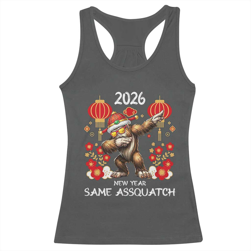 Bigfoot Lunar New Year Racerback Tank Top Funny Same Assquatch TS12 Dark Heather Print Your Wear