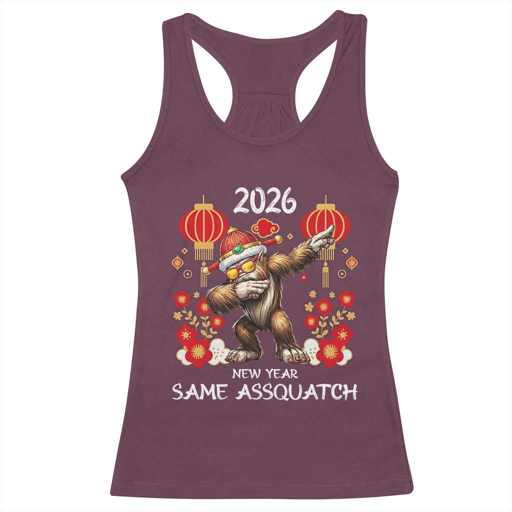 Bigfoot Lunar New Year Racerback Tank Top Funny Same Assquatch TS12 Maroon Print Your Wear