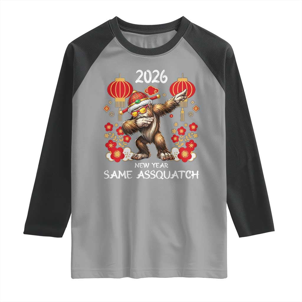 Bigfoot Lunar New Year Raglan Shirt Funny Same Assquatch TS12 Sport Gray Black Print Your Wear