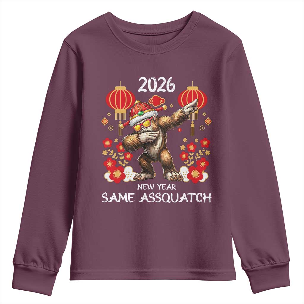 Bigfoot Lunar New Year Youth Sweatshirt Funny Same Assquatch TS12 Maroon Print Your Wear