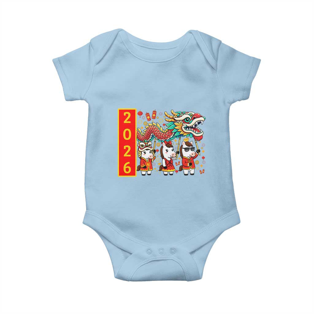 Cute Horse Dragon Dance Baby Onesie Lunar New Year TS12 Light Blue Print Your Wear