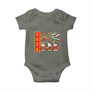 Cute Horse Dragon Dance Baby Onesie Lunar New Year TS12 Military Green Print Your Wear
