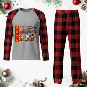 Cute Horse Dragon Dance Plaid Pajama Set Lunar New Year TS12 Buffalo Plaid Print Your Wear