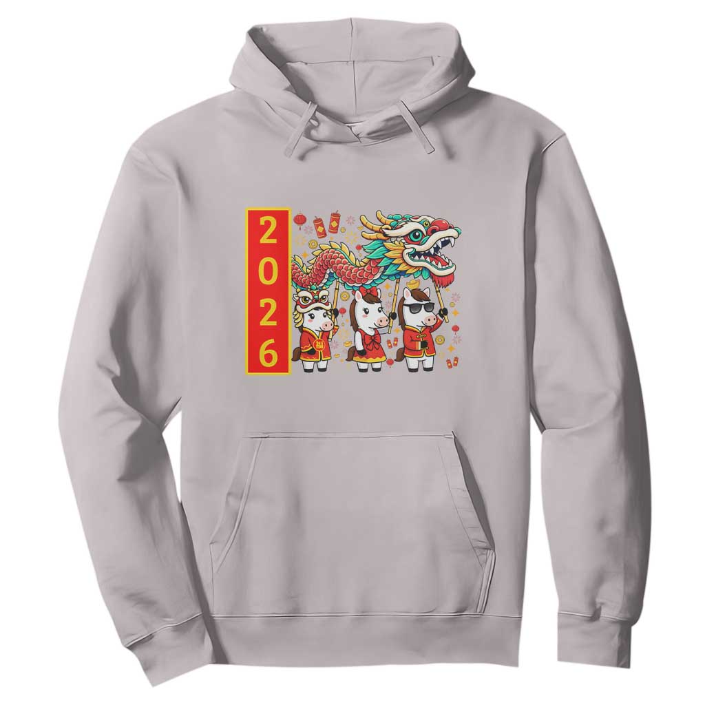 Cute Horse Dragon Dance Hoodie Lunar New Year TS12 Ice Gray Print Your Wear