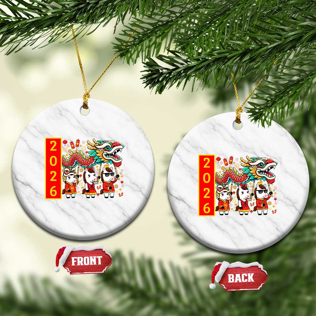 Cute Horse Dragon Dance Ceramic Ornament Lunar New Year TS12 1pc White Marble Print Your Wear