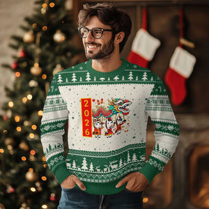 Cute Horse Dragon Dance Ugly Christmas Sweater Lunar New Year TS12 Beige Green Print Your Wear